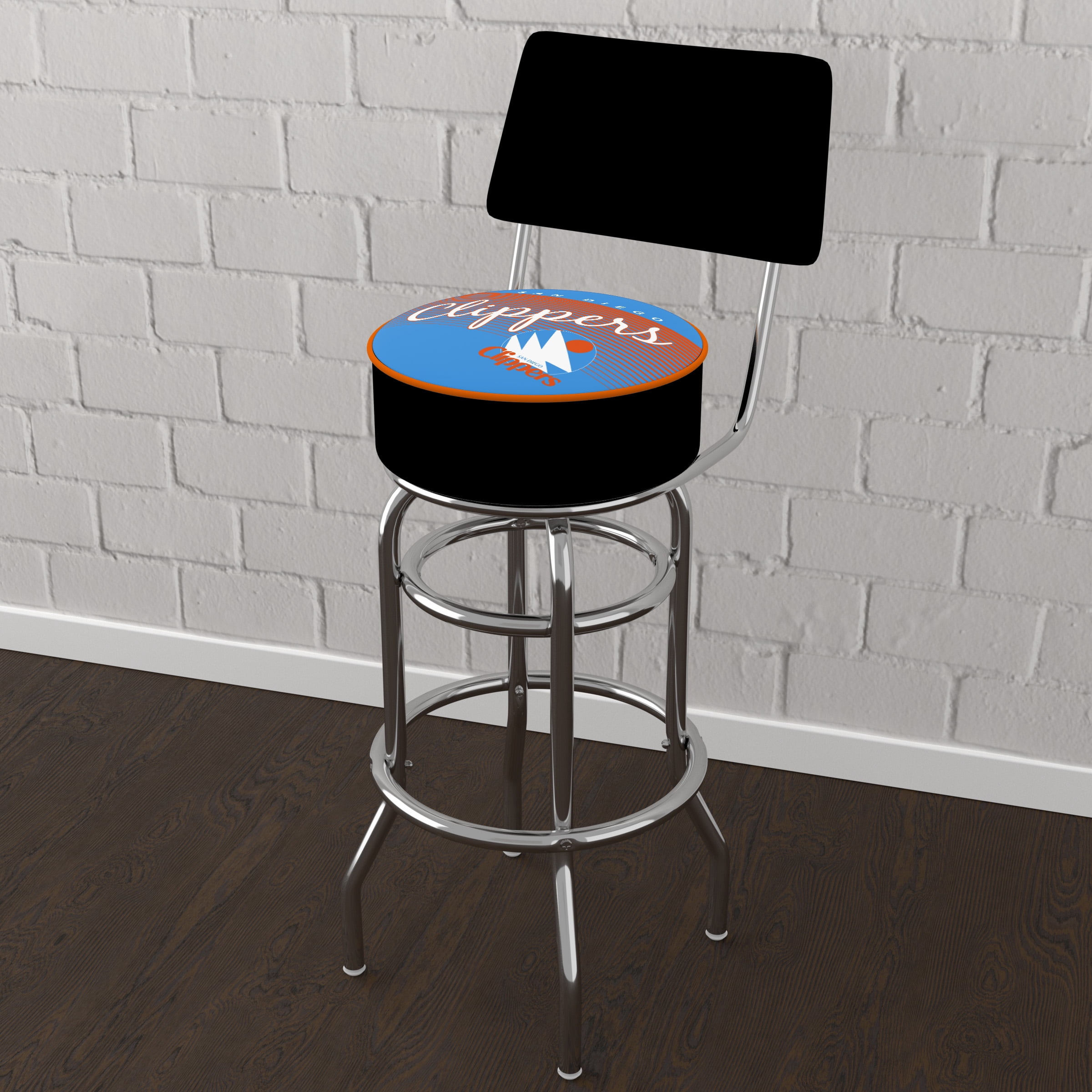Trademark Gameroom San Diego Clippers Hardwood Classics Bar Stool with Back Rest