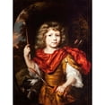 thumbnail image 2 of Nicolaes Maes 15x18 Black Ornate Wood Framed Double Matted Museum Art Print Titled - Portrait of a Boy with a Bow and a Dog (Amor) (1673), 2 of 5