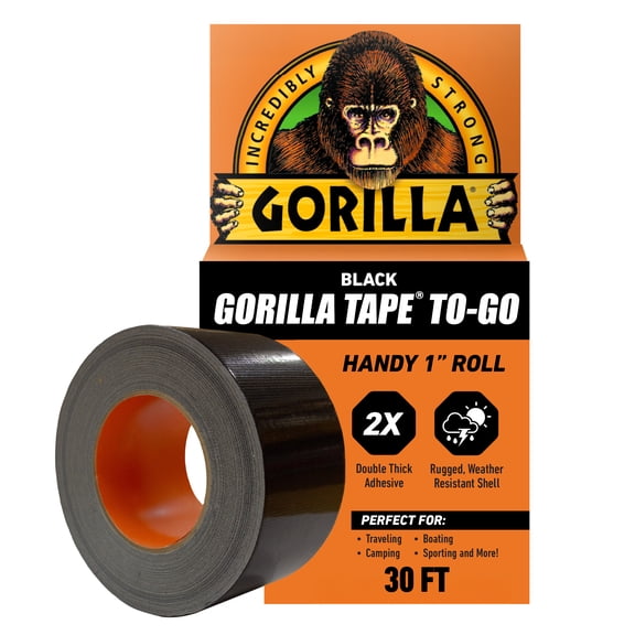 Gorilla Black Tape to-Go Handy Roll, 1 in x 10 Yard Roll
