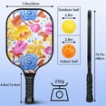 thumbnail image 3 of Pickleball Paddles Set Of 1, Fiberglass Surface, Vintage Floral Print, 1 Paddle, 2 Balls & Bag, 3 of 5