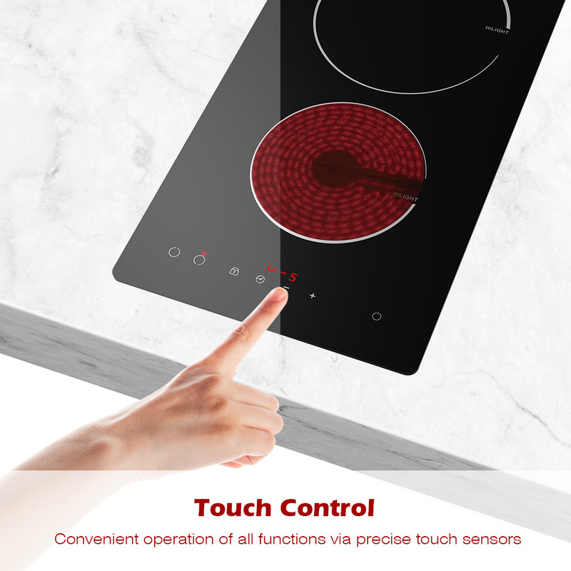 GT 12 in. 2 Elements Radiant Electric Cooktop in Black, with Hard Wire, 3000-Watt