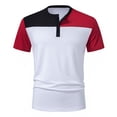 thumbnail image 5 of Xcmzpl Men's Summer Lightweight Cotton Shirts Casual Short Sleeve Breathable Banded Collar Henley Shirt Color Block Tees for Beach Vacation, 5 of 10