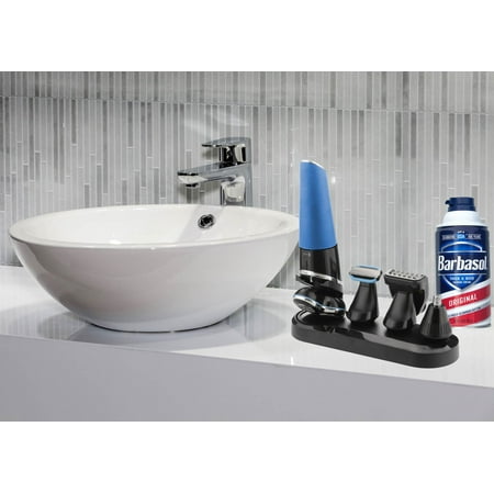 Barbasol - 5 in 1 Rechargeable Wet/Dry Kit w/ Rotary Shaver, Ear/Nose Trimmer, Body Groomer, Beard Trimmer & Beard Trimmer Comb - Blue