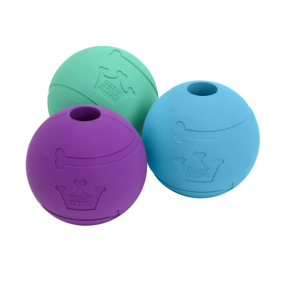 Chew King Fetch Balls Extremely Durable Natural Rubber Toy Pack of 3 - 3 inch Balls (CM-0263-CS01)