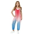 thumbnail image 7 of Kids Tie Dye Jumpsuits Girls Spaghetti Strap Wide Leg Jumpsuit Overalls Pocket Fashion Summer Casual Outfits for Girl, Red, 11 Years, 7 of 7