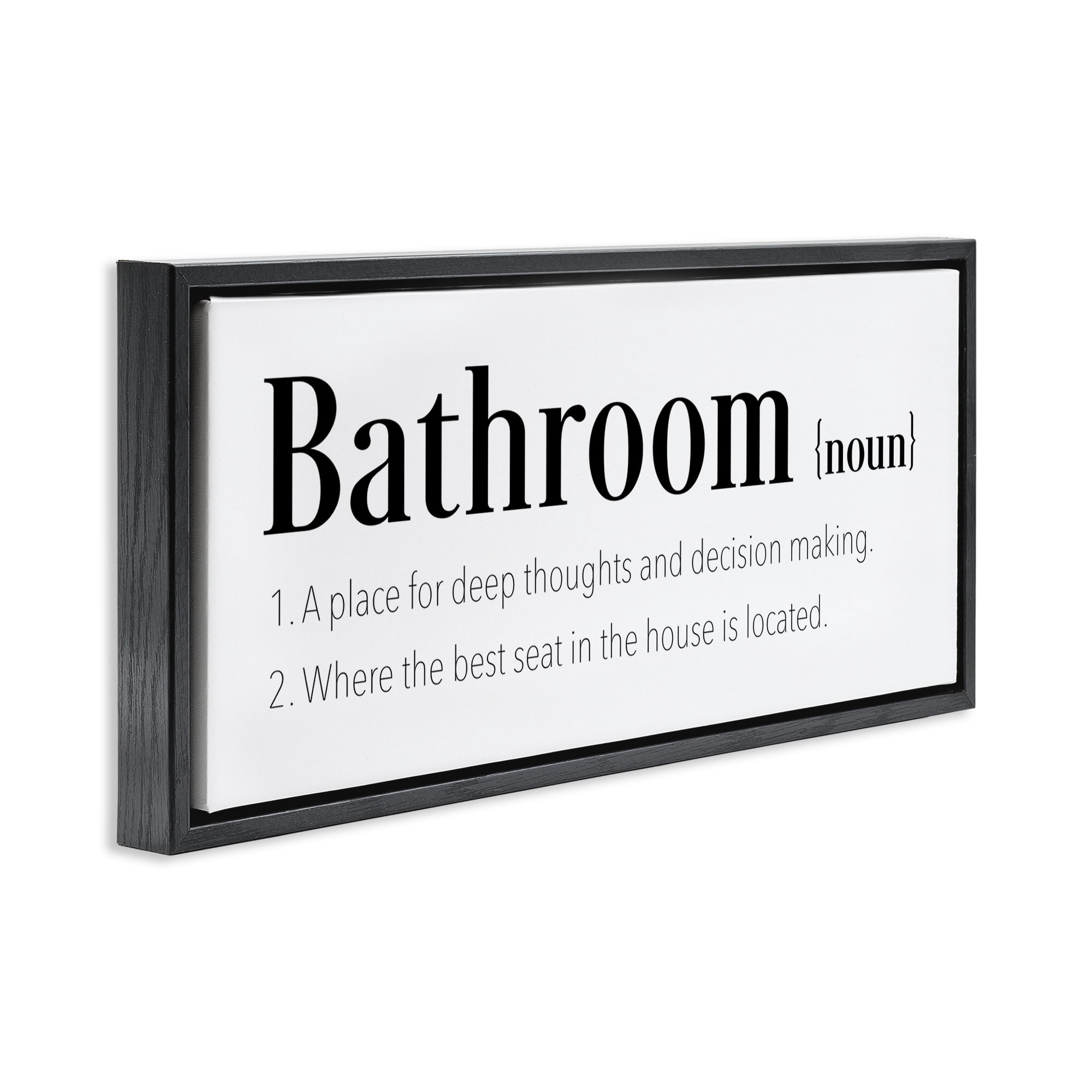 Stupell Industries Funny Bathroom Definition Bath & Laundry Painting Black Floater Framed Canvas Art Print Wall Art, 31 x 14