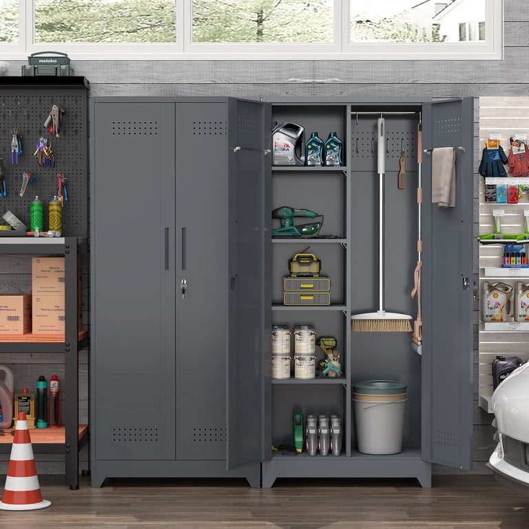 Marcree Broom Closet with Locking Doors,72.8''H Cleaning Tool