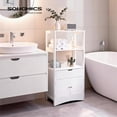 thumbnail image 4 of VASAGLE Bathroom Storage Cabinet, Freestanding Linen Tower, Tall Bookcase with 2 Open Shelves, 1 Large Drawer, 12.8 x 23.6 x 48 Inches, for Entryway, Kitchen, Study, White, 4 of 6
