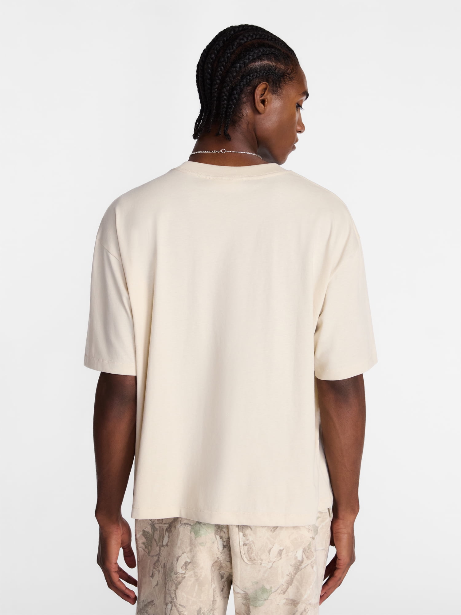 No Boundaries Cotton Oversized Cropped Tee with Short Sleeves, Men's and Big Men's XS-5XL