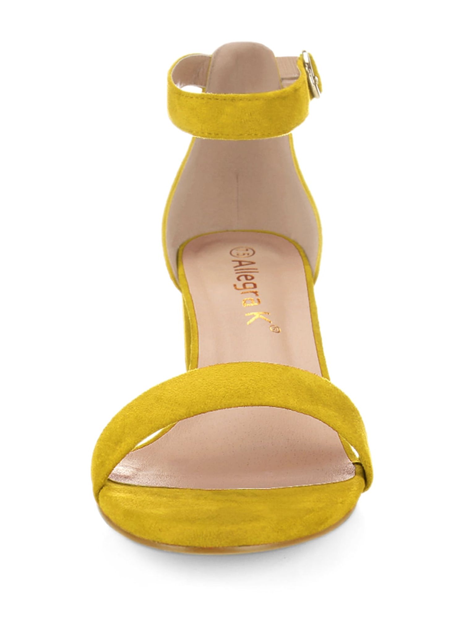DARING DIVA Women's Open Toe Block Heel Ankle Strap Sandals Yellow 7