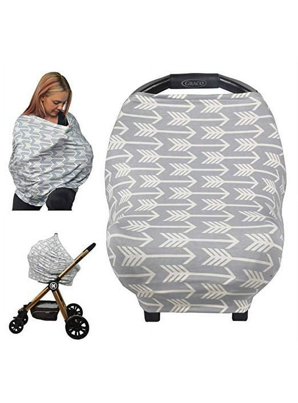 Nursing Cover for Baby Breastfeeding, Car Seat Canopy, All-in-1 Soft Breathable Stretchy Carseat Canopy, Infinity Nursing Cover Up for Girls, Boys
