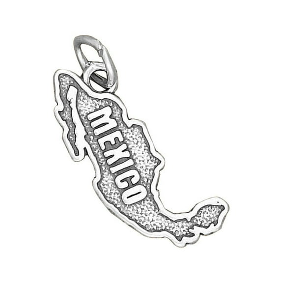 Sterling Silver 18" 1.2mm Box Chain "MEXICO" Country Pendant Necklace
