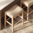 thumbnail image 3 of Maven Lane Adrien Saddle Barstool, Weathered Oak w/ Avanti Bone Vegan Leather, Set of 4, 3 of 6
