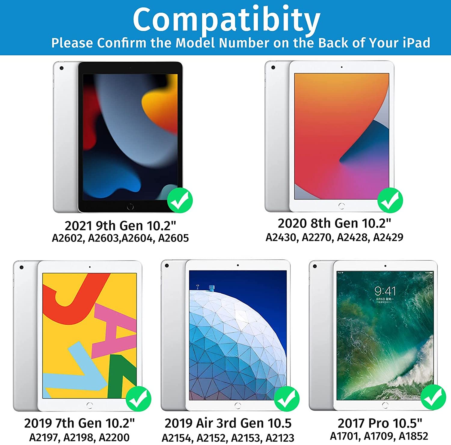 iPad Keyboard Case for iPad 10.2" 9th Gen 2021/8th Gen 2020, iPad Pro 10.5" Built-in Pencil Holder Backlit BT Keyboard Auto Sleep/Wake Function (Blue) - image 3 of 8