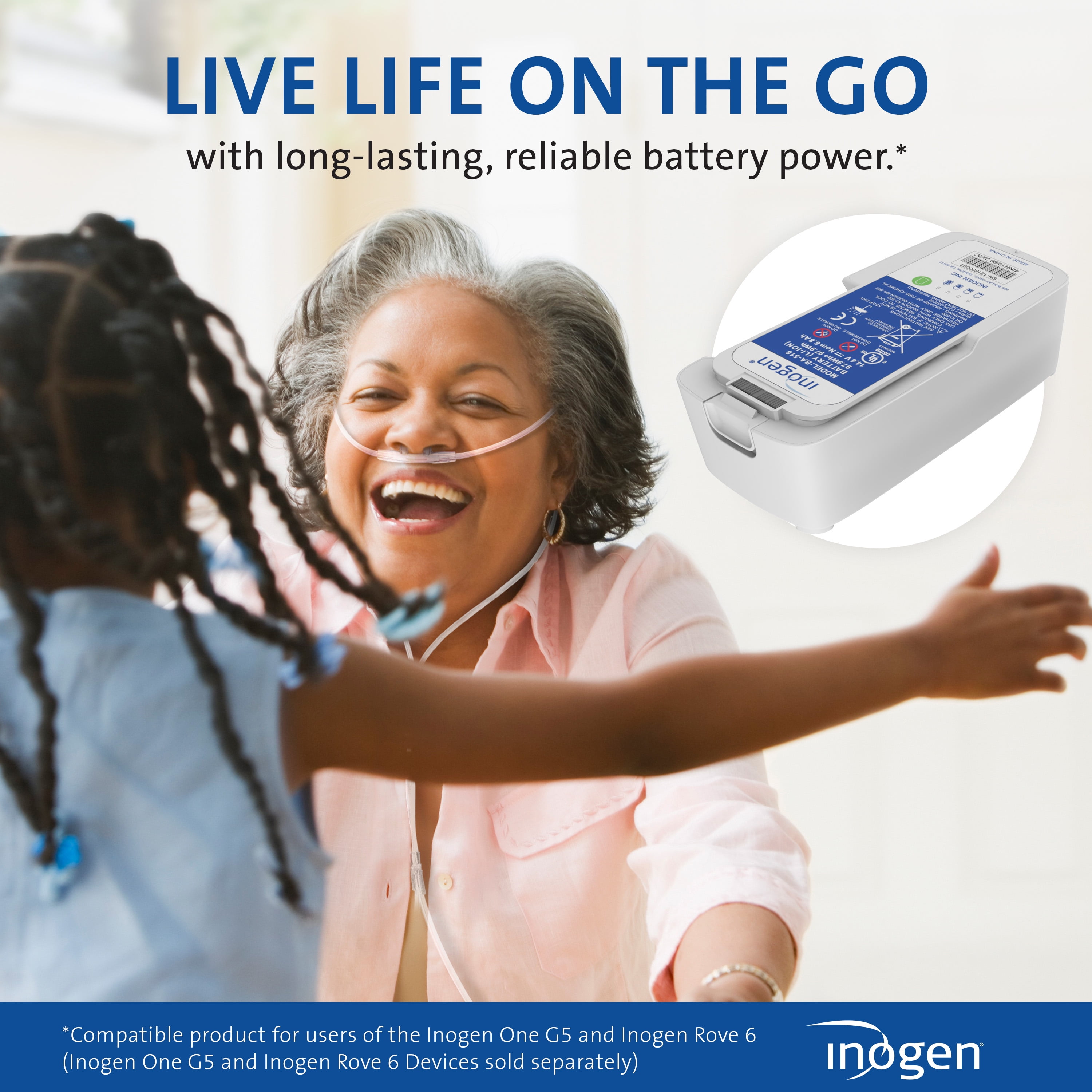 Inogen Extended (16-cell) Battery - for the Inogen One G5/Inogen Rove 6 - Up to 12 hours, 45 minutes of battery life on setting 1- 2.18 lbs.