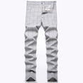 thumbnail image 2 of Odeerbi Men's Casual Plaid Pants Stretch Suit Pants Slim Striped Trousers Dark Gray, 2 of 6