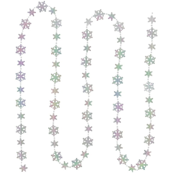 8' Clear Iridescent Snowflake Shaped Beaded Christmas Garland