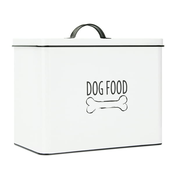 Outshine White Farmhouse Dog Food Bin, Countertop Dog Food Storage Container