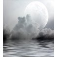 thumbnail image 3 of Moon Duvet Cover Set, Misty Air in the Ocean Monochrome Picture with Full Moon Natural Imagery, Decorative 3 Piece Bedding Set with 2 Pillow Shams, King Size, Black Pale Grey White, by Ambesonne, 3 of 3