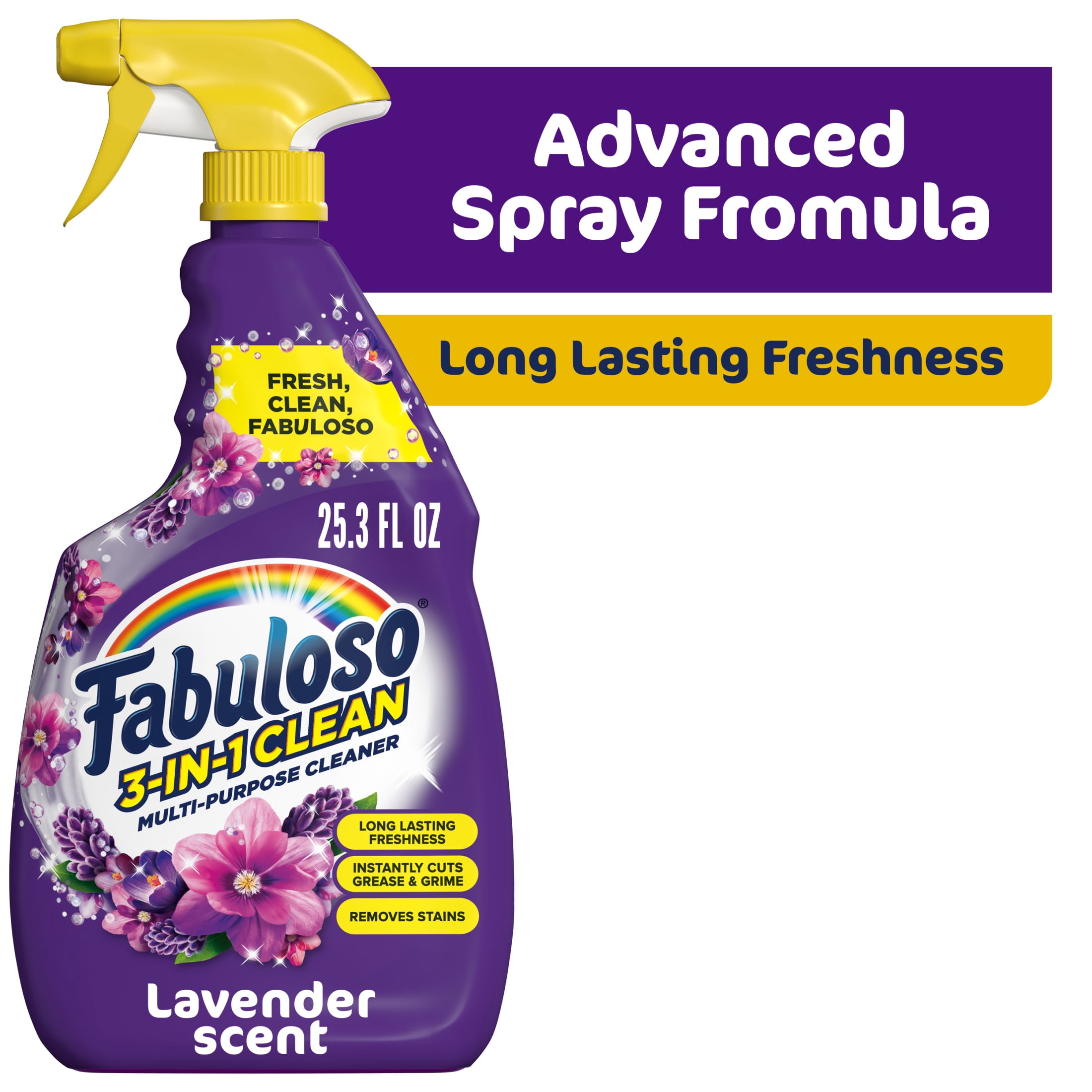 (2 pack) Fabuloso 3-in-1 Clean Spray, Multi-Purpose Cleaner, Lavender Scent, 25.3 fl oz