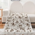 thumbnail image 4 of Western Cowboy Throw Blankets, Wild West Cowboy Ride Horse Cactus Flannel Bed Couch Blanket, Farmhouse Country American West White Throws Decorate The Room and Bedroom, 4 of 6