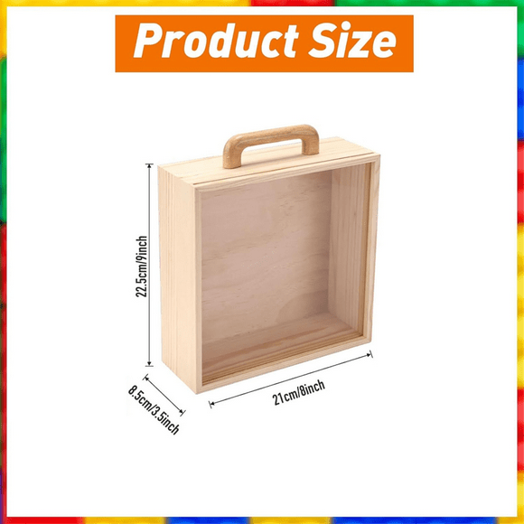 Toy Storage Organizer, Building Blocks Box with Handle and Lids, Natural Wood Kids Child Toy Containers Display Chest