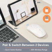 X9 Wireless USB C Mouse - Multi-Device 2.4G RF Cordless Mouse for Apple and PC laptop and tablets - White