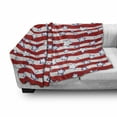 thumbnail image 3 of USA Soft Flannel Fleece Throw Blanket, Horizontal Wavy Bands Background with Stars Homeland the Old Country Image, Cozy Plush for Indoor and Outdoor Use, 50" x 70", Red Navy Blue White, by Ambesonne, 3 of 6