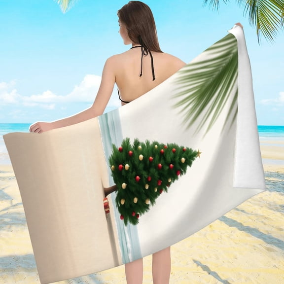 RKSupls Tree Beach Palm Microfiber Beach Towel, Extra Large Quick Dry Lightweight Towel for Travel Swimming Camping, Soft Super Absorbent- 55.1x27.6in