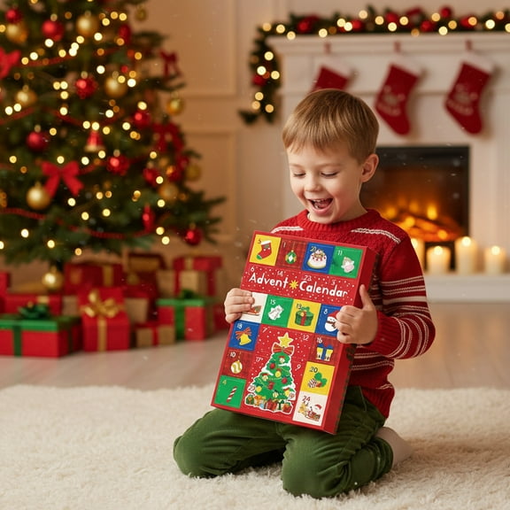 5-Pack 24-Grid Christmas Countdown Calendar Gift Boxes, Poke Empty Paper Boxes for Surprise Treats, High-Grade Sturdy Party Favors Storage, Festive Holiday Decor & Desktop Organizer