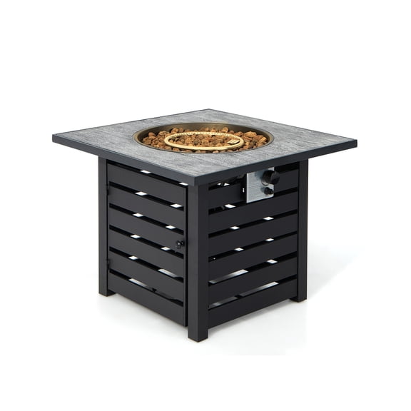 Dreischwarz 36" Rectangular 50000 BTU Propane Ore Powder Stainless Steel Fire Pit Table with Lava Rocks and Cover