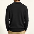 thumbnail image 4 of Men’s Long Sleeve Sweater Open V‑Neck Half Placket Textured Cable Knit Pullover Casual Relaxed Fit Collared Top, 4 of 8