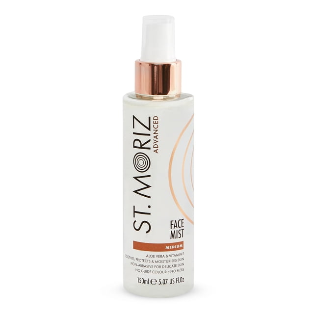 St. Moriz Advanced Self Tanner Face Mist Spray bronceador sin sol (mediano 5.07 onzas líquidas) – Spray bronceador transparente rápido con aloe vera y vitamina E – Autobronceador gradual para la cara