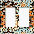 thumbnail image 6 of Metal Light Switch Plate Cover Colorful Orange Blue Mandala Flower Tile Pattern MDL022, 6 of 13