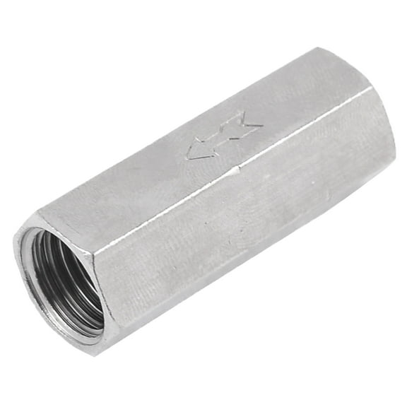 Cylindrical Silver Tone 12mm Thread Dia Gas Water Full Port Check Valve