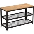 thumbnail image 2 of VASAGLE 28.7" 3-Tier Shoe Rack Bench Long Storage Shelves for Honey Brown and Black, 2 of 5