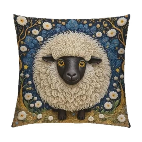 Jubipavy Pillows Cover Lamb Sheep Patterns Pillow Covers 45x45cm Decorative Cushion Case. Soft Fabric With Hidden Zipper For Sofa And Bed Home Decor