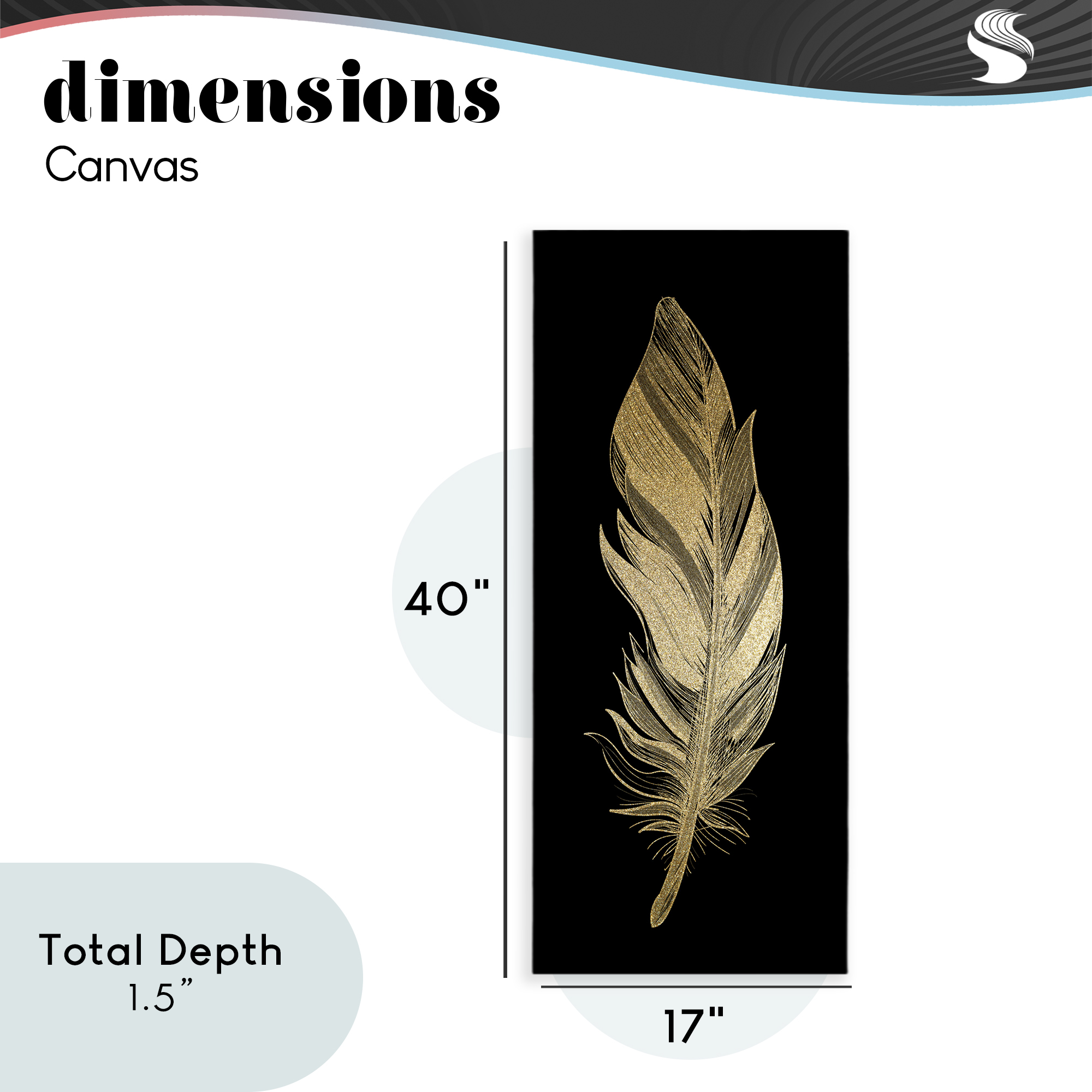 Glam Lined Feather Canvas Wall Art, design by Kim Allen