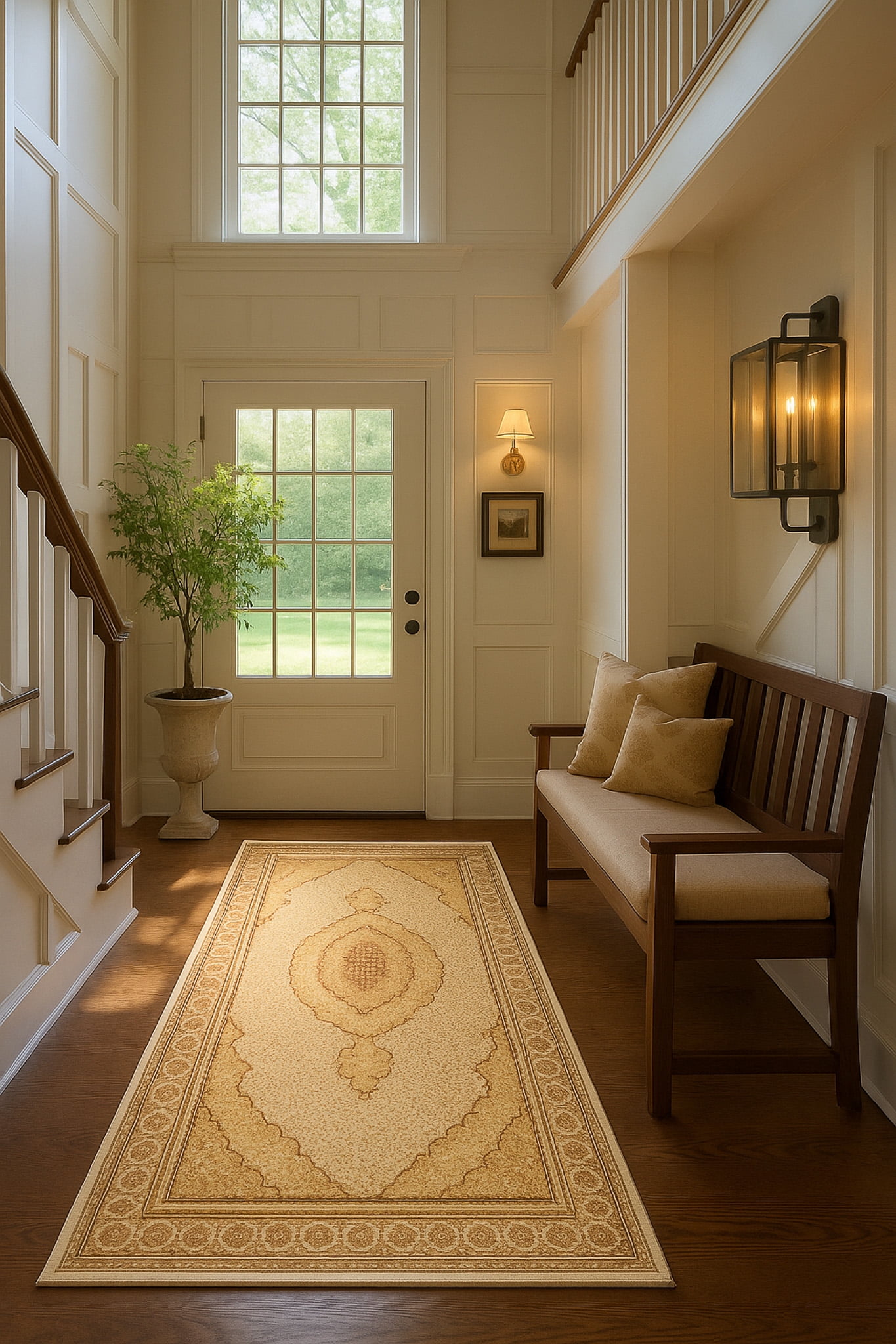 Rug Branch Majestic 2' x 6' (Exact Size: 2'3" x 6') Moroccan Indoor Runner Rug, Beige Cream, Traditional - Entryway, Hallway, Bathroom, and Kitchen