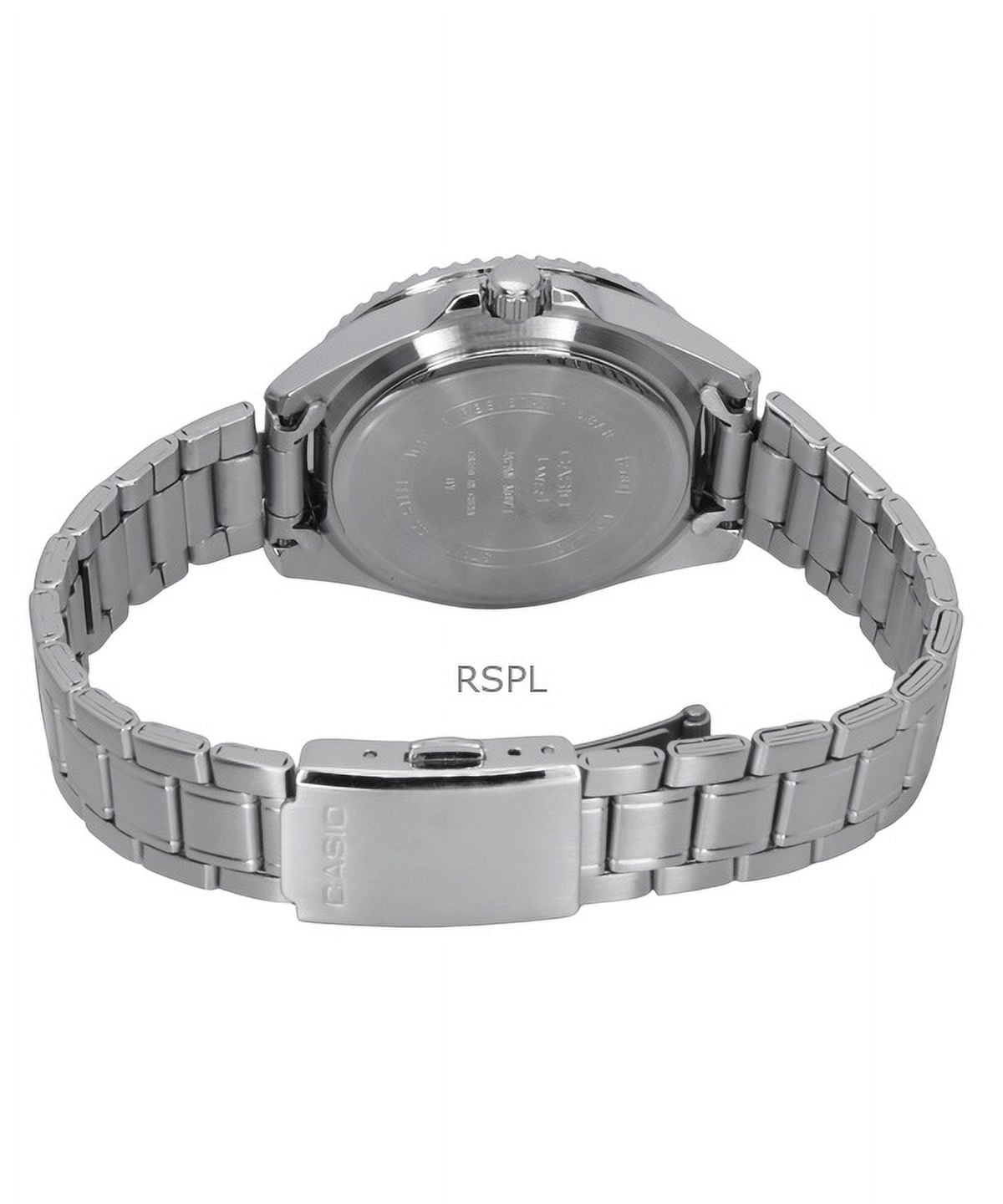 Casio Men’s Stainless Steel Watch with Black Dial and Black-Blue Bezel -