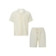 thumbnail image 1 of Sunloudy Conjunto de traje de 2 piezas para hombre, camisa de manga corta con cuello vuelto de color sólido + pantalones cortos para el verano Sunloudy  S/M/L/XL/XXL, 1 of 9