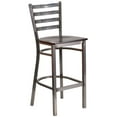 thumbnail image 1 of HERCULES Series Clear Coated Ladder Back Metal Restaurant Barstool - Walnut Wood Seat, 1 of 9