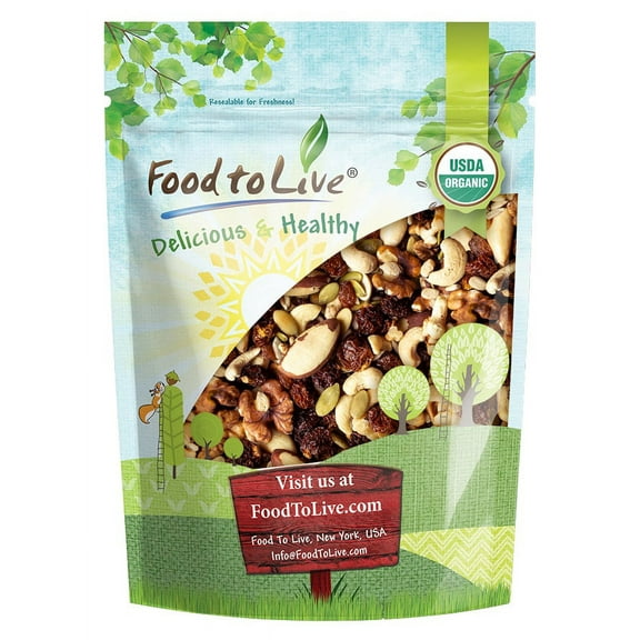 Organic Vitality Snack Mix, 2 Pounds — Raw and Non-GMO Trail Mix Contains Golden Berries, Raisins, Brazil Nuts, Cashews, Walnuts, Pumpkin Seeds, Sunflower Seeds. Vegan, Kosher, No Sugar, Bulk