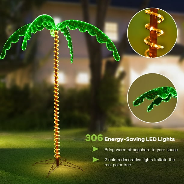 Gymax 7ft Pre-lit LED Rope Light Palm Tree Hawaii-Style Holiday