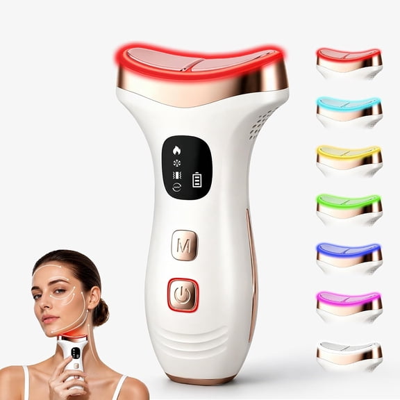 DUPAI Facial Massager for Face & Neck, 7-In-1 Gua Sha Beauty Wand | Cold & Heat Therapy | 7 Color Led Light & Vibration | Depuffing & Sculpting Skincare Tool for Face, Neck | Gift for Women