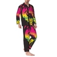 thumbnail image 2 of Lsque Flamingo And Palm Trees At Sunset Pattern Long Sleeve Pajama Set for Men - Soft 2-Piece Sleepwear and Loungewear Set with Pockets, Comfy Nightwear-Medium, 2 of 7