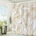 thumbnail image 3 of Tropical Shower Curtain, White and Gold Tropical Palms Monstera Banana Leaf Summer Bathroom Curtain Waterproof Fabric Machine Washable with Hooks, 72" Wx72 L, 3 of 6