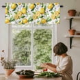 thumbnail image 5 of Yellow Lemon Window Valance Curtain White Flowers Leaf Rod Pocket Short Curtain for Living Room, Bedroom & Kitchen Window Decor 42x18in, 5 of 8