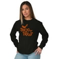 thumbnail image 4 of Happy Halloween Trick or Treat Bats Plus Size Long Sleeve Graphic Tee Shirt Brisco Brands 2X, 4 of 5