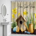 thumbnail image 5 of Spring Eggs Shower Curtain for Bathroom Decor, Kettles Yellow Flower Vintage Home Farm Waterproof Fabric Shower Curtain, 72"x72" Set with 12 Hooks, 5 of 9